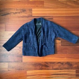 ZARA Blue Tweed Blazer 3/4 Sleeves